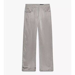 Zara NWT satin gray silver pants